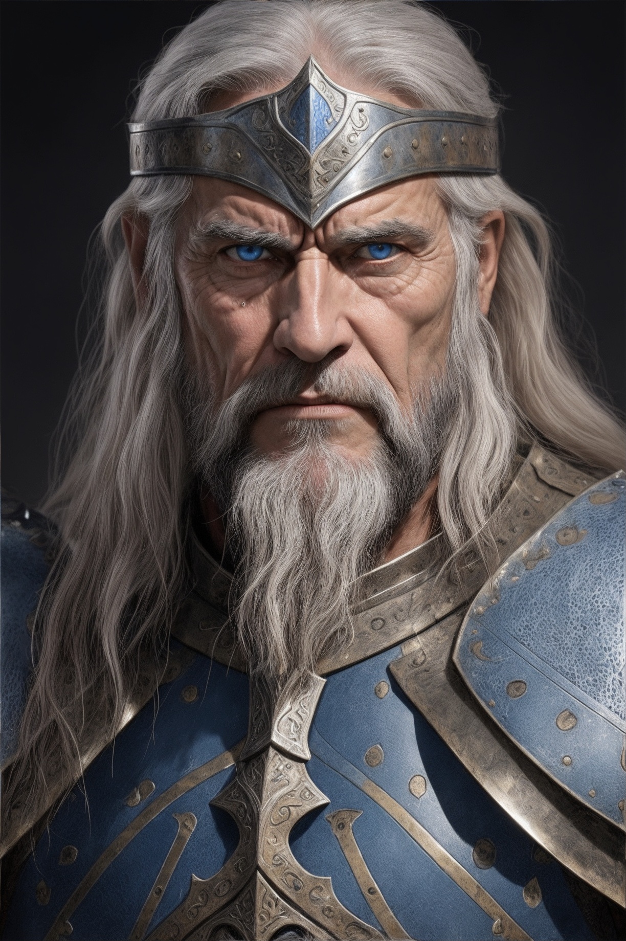 Portrait of Aeouis Royer of House Royer, called the Skull-Splitter — legendary dual-sword fighter, a necessary monster. Character from Kings Blood: A Chronicle of Lyos.