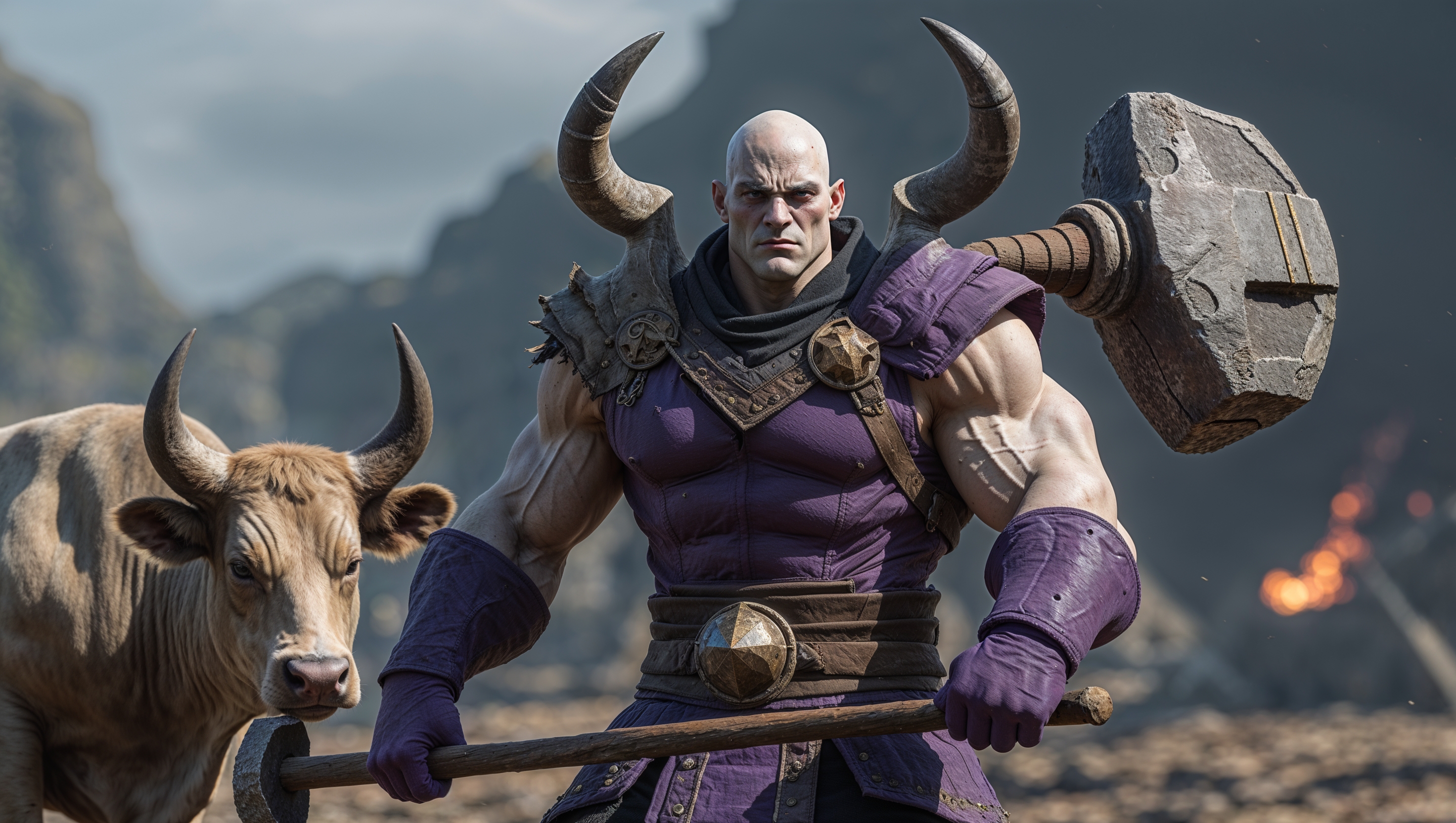 Portrait of Creedies &ldquo;The Bull&rdquo; of House Hjar — the Usurper who has sat twenty years on a throne carved from another's bones. Character from Kings Blood: A Chronicle of Lyos.