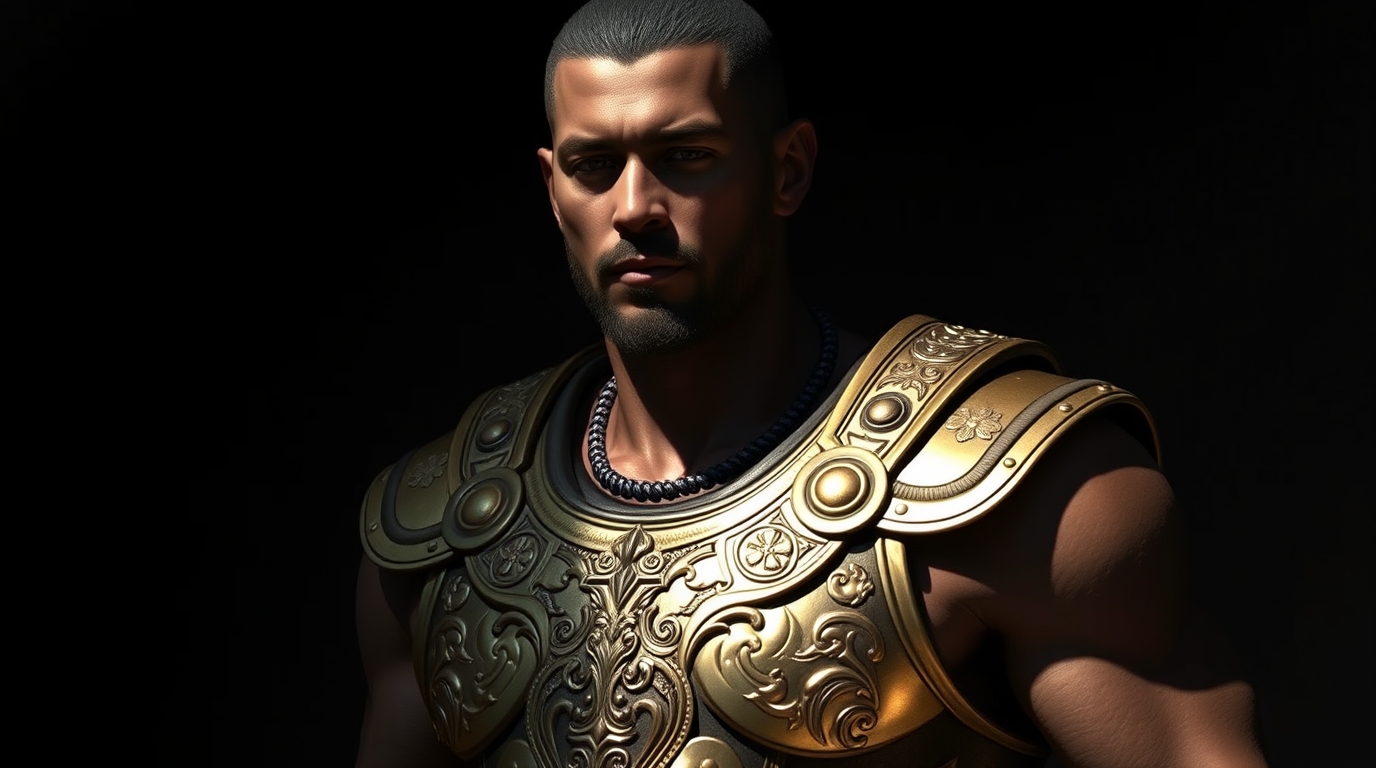 Portrait of Lathios of Jandell Command — military genius of freed lineage who earned every banner he carries. Character from Kings Blood: A Chronicle of Lyos.